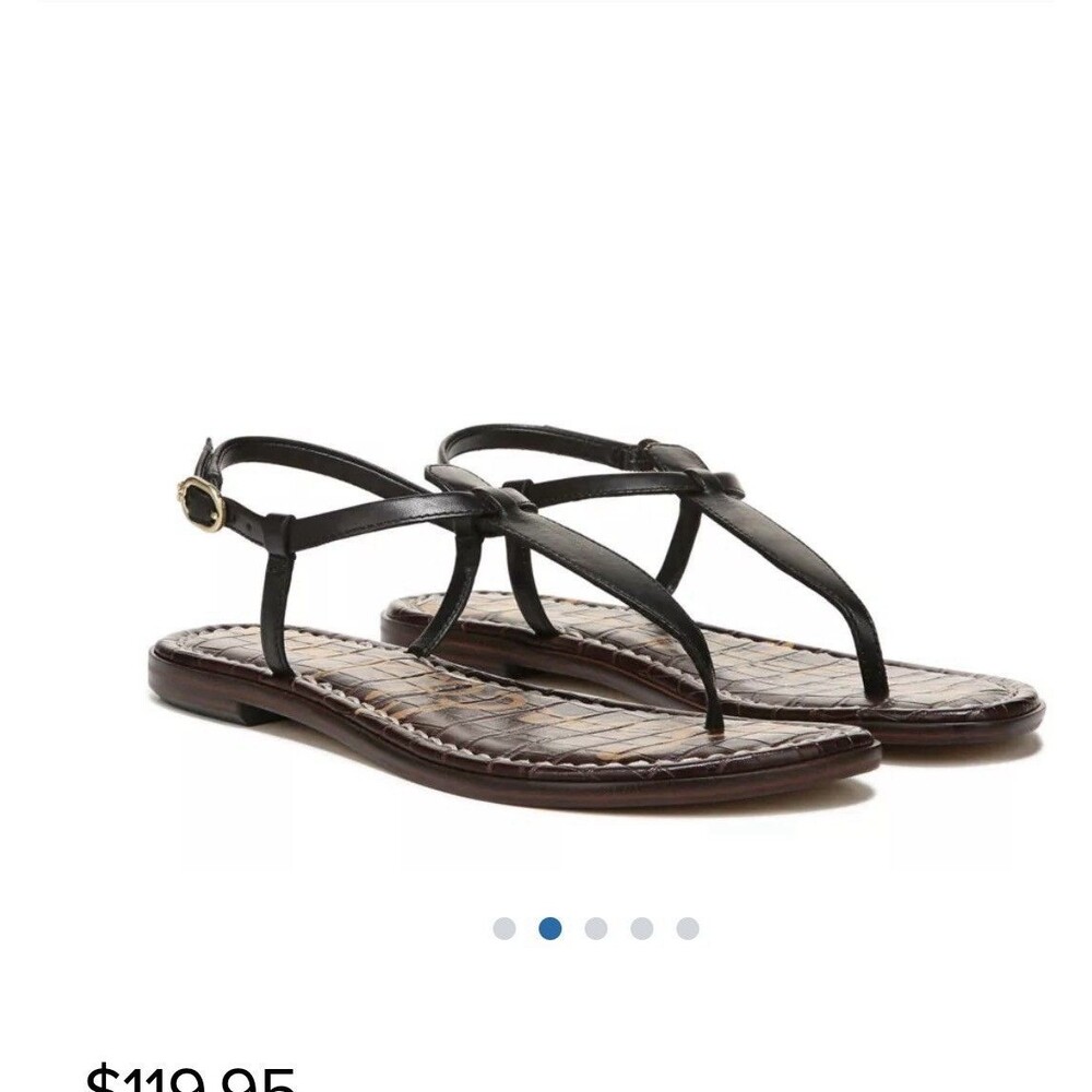 Sam Edelman Women’s GIGI Black Leather Thong Flat Sandals Size 9 Wide Shoes